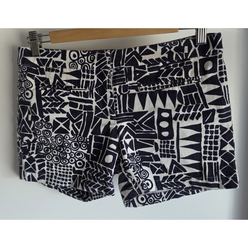 Kenar Shorts Women Size 2 Geometric Black White Cotton Vintage Casual Chino
